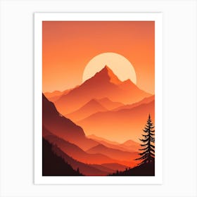 Misty Mountains Vertical Composition In Orange Tone 211 Art Print