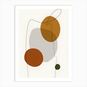 Modern abstract shapes with squiggle black line Art Print