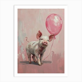 Cute Pig 4 With Balloon Art Print