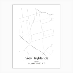 Grey Highlands,Canada Minimalist Map Art Print