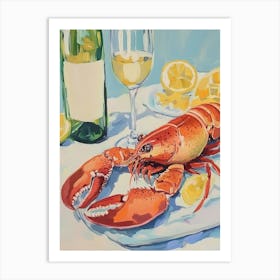 Red Lobster And Wine Art Print