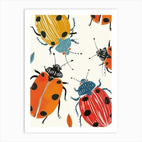 Colourful Insect Illustration Ladybug 28 Art Print