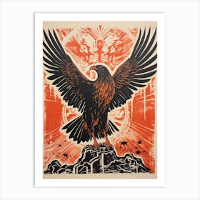 Eagle, Woodblock Animal  Drawing 1 Art Print