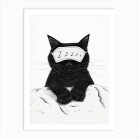 Sleeping Black Cat Art Print