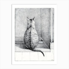 Sitting Cat, From Behind, Jean Bernard Art Print