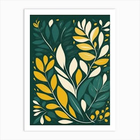 Abstract yellow and green Leaves Art Print