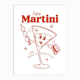 Martini retro cocktail in red Art Print