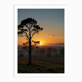 Sunset Over A Tree Art Print