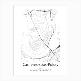 Carrieres Sous Poissy,France Minimalist Map Art Print