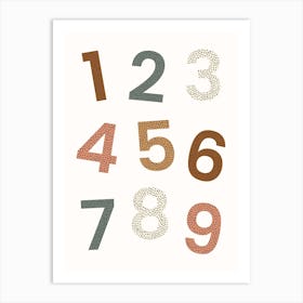 Dotty Colourful Numbers Art Print