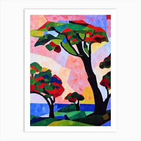 European Mountain Ash Tree Cubist 1 Art Print