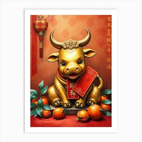 Chinese New Year - Golden Bull Art Print