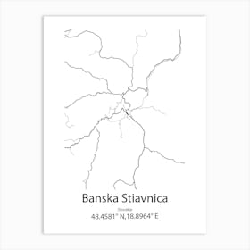 Banska Stiavnica,Slovakia Minimalist Map Art Print