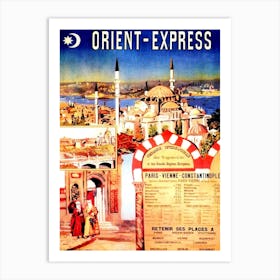 Paris Vienna Constantinople, Vintage Railway Poster Art Print