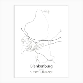 Blankenburg,Germany Minimalist Map Art Print