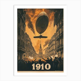 Aihrgdesign A Vintage Poster Of An Early Airship Soaring Abov 2b7180b3 024c 4c01 96bd 9700a1eba1ed 0 Art Print