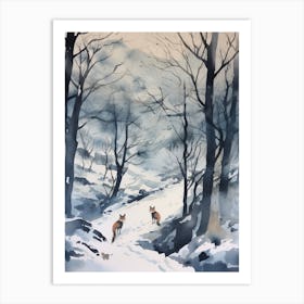 Winter Watercolour Fox 1 Art Print