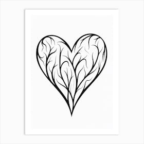 Minimalist Black & White Tree Branch Heart 3 Art Print