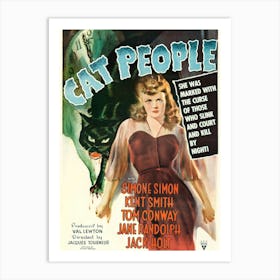 Vintage Cat People Poster 1942 Theatrical Film Release Art Print