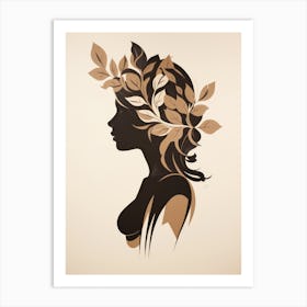 Portrait Of A Woman With Leaves In Her Hair Art Print