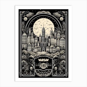 Warsaw, Poland, Tarot Card Travel  Line Art 2 Art Print