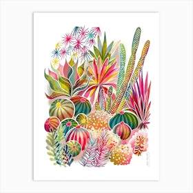 Flowering Succulent And Cacti Garden Art Print