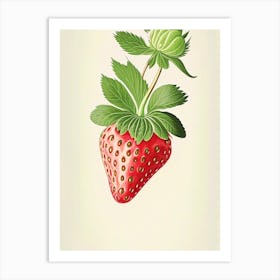 Strawberry Plant,, Fruit, Marker Art Illustration 2 Art Print