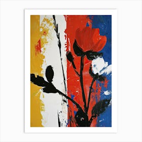 Red White And Blue Flower, Pop Art Art Print