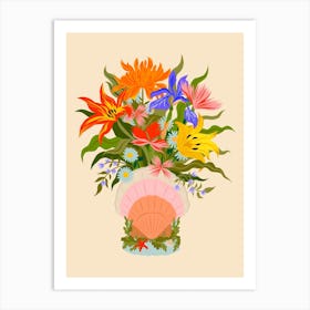 Saint Jacques Shell Flower Bouquet Art Print