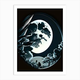 Full Moon Noir Comic Space Art Print