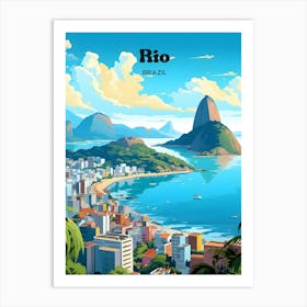 Rio Brazil Oceanview Travel Art Illustration Art Print