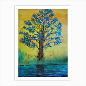 Tree By The Lake Art Print