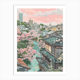 Hiroshima Japan 3 Retro Illustration Art Print
