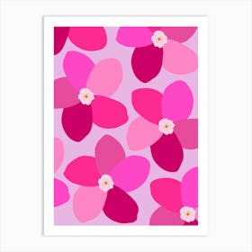 Hot Pink Retro Floral Art Print