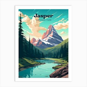 Jasper National Park Alberta Canada Mountain Modern Travel Illustration Art Print