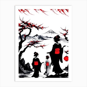 Traditional Japanese Art Style Geisha Girls 1 Art Print