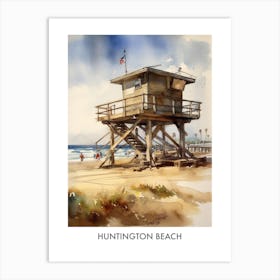 Huntington Beach Watercolor 1travel Poster Art Print