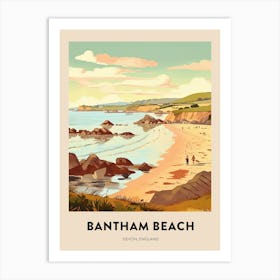 Devon Vintage Travel Poster Bantham Beach 2 Art Print