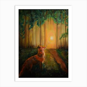 fox at sunset Art Print