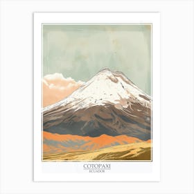 Cotopaxi Ecuador Color Line Drawing 5 Poster Art Print