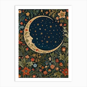 William Morris Moon And Flowers 6 Art Print