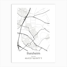 Ilvesheim,Germany Minimalist Map Art Print