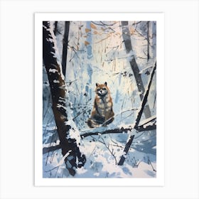 Winter Raccoon 1 Illustration Art Print