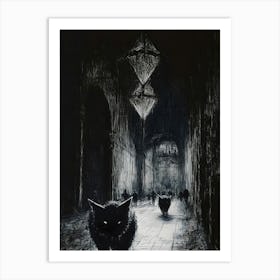 Cat In The Dark Art Print