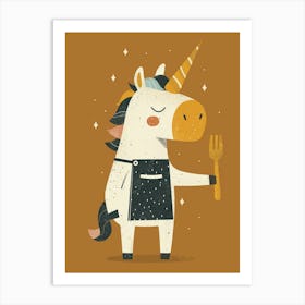 Chef Unicorn Mustard Muted Pastel Art Print