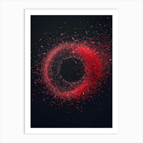 Red Circle With Confetti Art Print