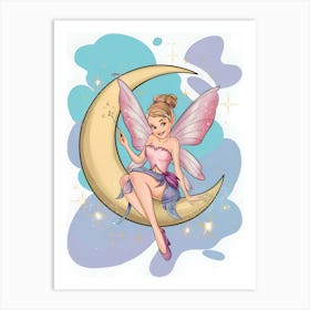 Fairy On The Moon 2 Art Print