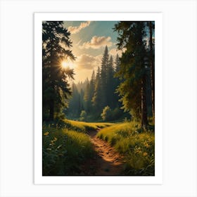 Sunset In The Forest 1 Art Print