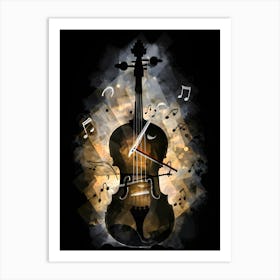 Violin With Music Notes Art Print