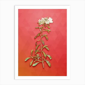 Vintage Small White Flowers Botanical Art on Fiery Red n.1128 Art Print